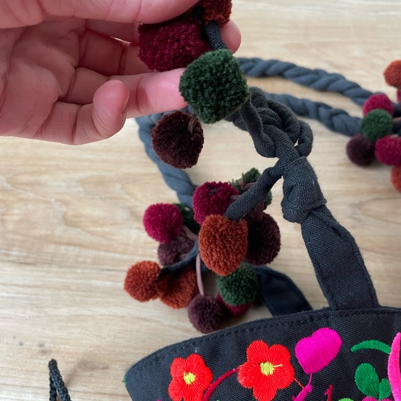 Colorful Pink and Black Floral Embroidered Purse - Made in India - Picture 10 of 17